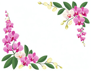 Fototapeta premium garland of orchids for decoration, greeting cards, posters, or social media