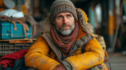 Portrait of a Homeless, Poor Man