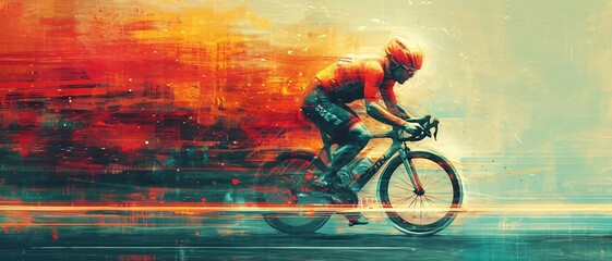 an Illustration of  a cycling-themed gradient, morphing from asphalt gray to the vivid colors, with the suggestion of motion blur for speed, Ideal for App and Website Design. 
