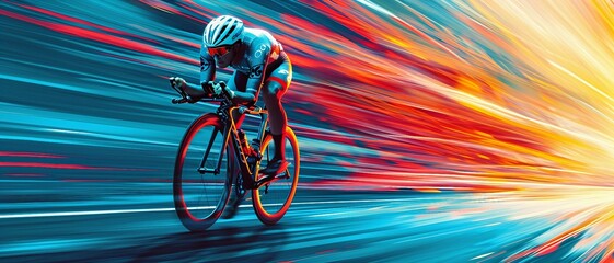 Fototapeta premium an Illustration of a cycling-themed gradient, morphing from asphalt gray to the vivid colors, with the suggestion of motion blur for speed, Ideal for App and Website Design. 