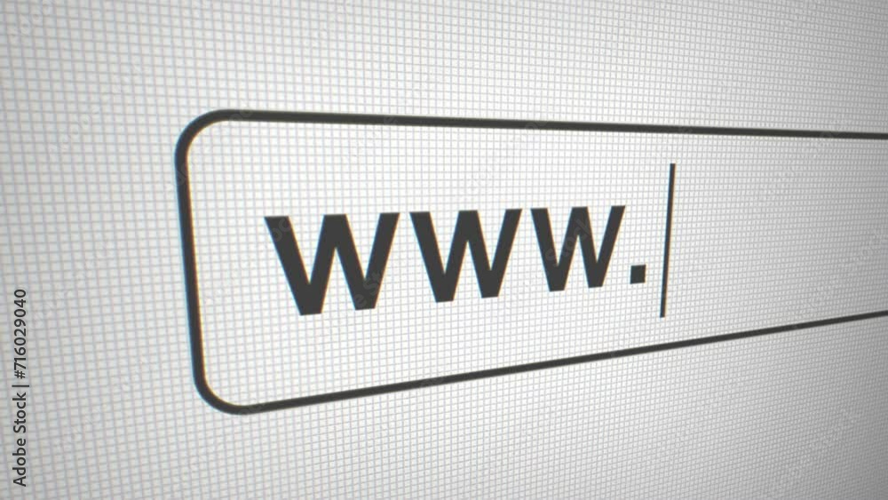 Wall mural close-up of 'www' text on computer monitor with shallow depth of field, 4k animation