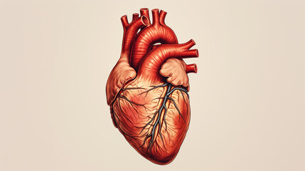 Naklejka premium Drawing of Human Heart on White Background