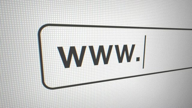 Close-Up of 'www' text on Computer Monitor with Shallow Depth of Field, 4k animation