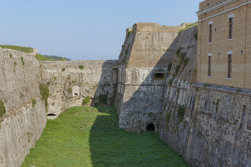 Fototapeta na wymiar Moat at the Old Fortress of Corfu