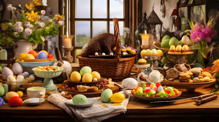 Heartwarming Easter Celebration: A Family's Traditions and Delicious Spread Captured in an Image