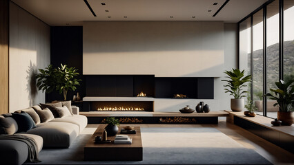 modern living room interior design with stylish furnitures