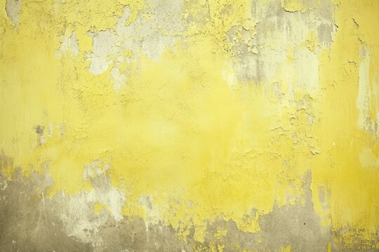 Cracked yellow paint on a concrete wall.