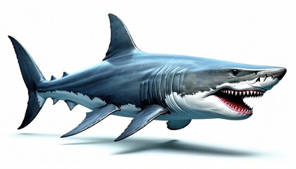 Obraz premium 3D rendering of Megalodon isolated on a white background
