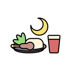 Iftar food icon in lineal color style. Ramadan design element. Editable graphic resources for many purposes.