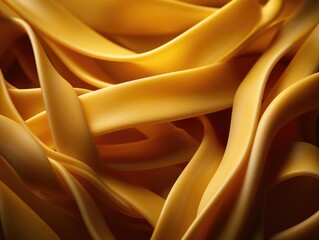 Closeup of a bunch of yellow noodles. Generative AI.
