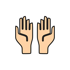 Praying hand gesture in lineal color icon. Trendy style Ramadan design element resources for many purposes.