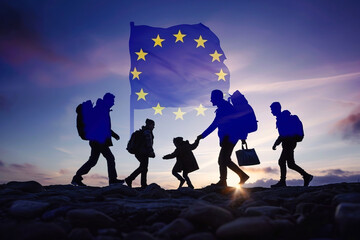 Immigration and recruitment point in the European Union conceptual banner
