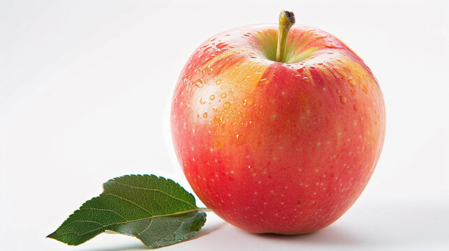 Ripe apple with leaf. Ai Generative