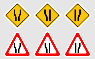 Road widens ahead sign. Vector design.