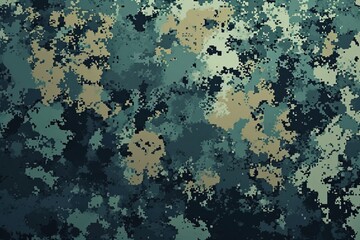Pixel style military texture, camouflage in gray and green tones - obrazy, fototapety, plakaty