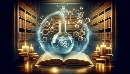 Fototapeta premium Enchanting Alchemy Lab with Magical Potion, Fantasy Concept