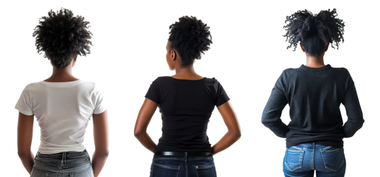 Collage of African American women back view over isolated transparent background