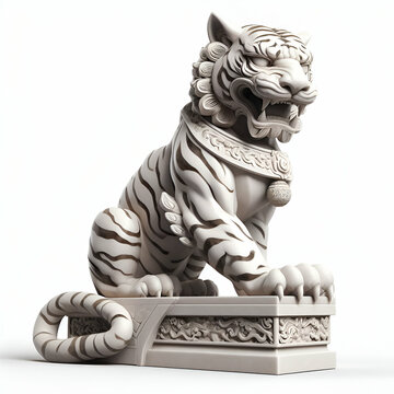3D tiger chinese, white Background