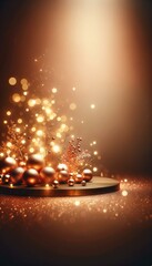 Elegant Christmas Decoration Background with Sparkling Lights