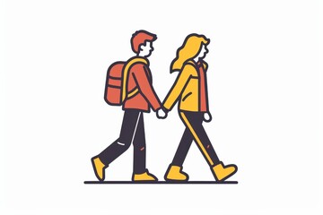 A whimsical cartoon sketch of a man and woman, clad in fashionable clothing and holding hands, captures the simple yet profound beauty of love and companionship