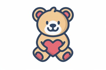 An endearing teddy bear reaches out with a heart, radiating love and charm in this whimsical cartoon illustration