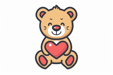 An endearing animated cartoon of a teddy bear, complete with a heart in hand, captures the essence of love and childhood nostalgia in this charming clipart illustration