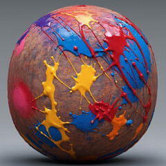 esfera salpicada de pintura de colores