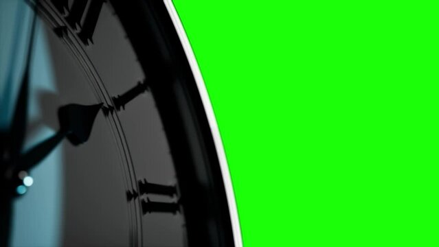 green screen animation with speed rotation clockwise directions on old vintage clock. Transition video effect