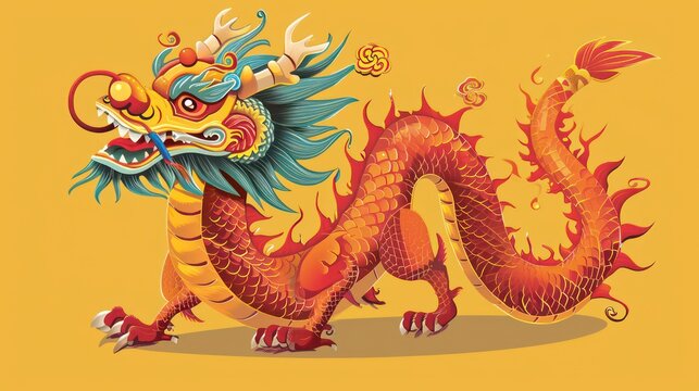Traditional 3d chinese dragon glowing in the dark illustration vector. 3d character dragon bright colors print for clothes, stationery. Banner chinese dragon 2024. New Year of the Dragon 2024.