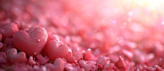 Valentine's day background, pink hearts texture, banner 