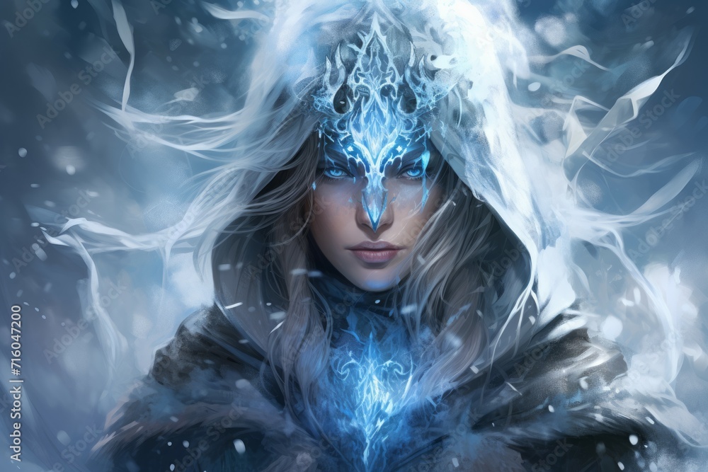 Sticker A frost mage, capable of freezing enemies in their tracks and summoning blizzards of icy destruction. - Generative AI