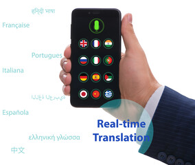 Concept of real time translation with smartphone app