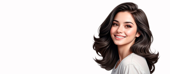 Smiling black-haired woman at beauty salon.