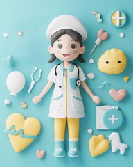 Happy Nurse Day Poster in 3D Illustrative Style
