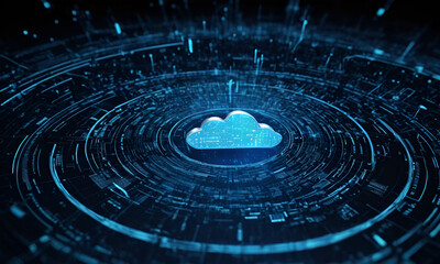 Fototapeta na wymiar Cloud computing technology concept. Futuristic illustration