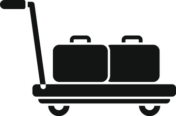 Fototapeta premium Cart bag icon simple vector. Airport service suitcase. Cabin indoor