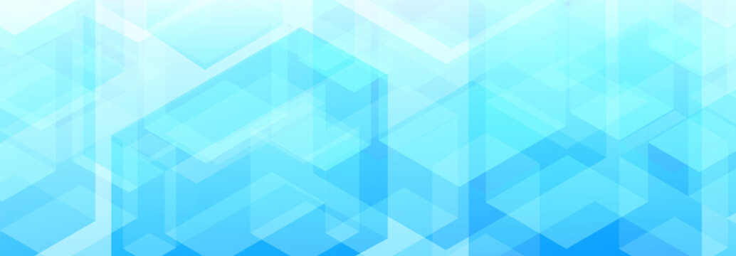 Abstract background of translucent isometric shapes such as cubes and parallelepipeds shapes in light blue colors