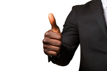 Businessman showing thumb up gesture isolated on transparent background - obrazy, fototapety, plakaty