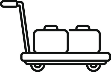 Cart bag icon outline vector. Airport service suitcase. Cabin indoor