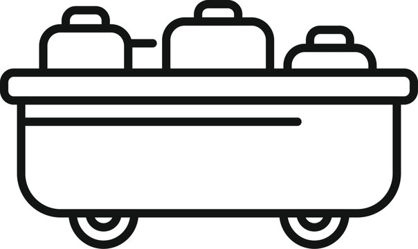 recommend clip art: Cart travel bag icon outline vector. Lounge seat air. Window interior