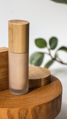 Set of wooden bamboo cosmetics on a white background cosmetics