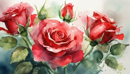 bouquet of roses, watercolor