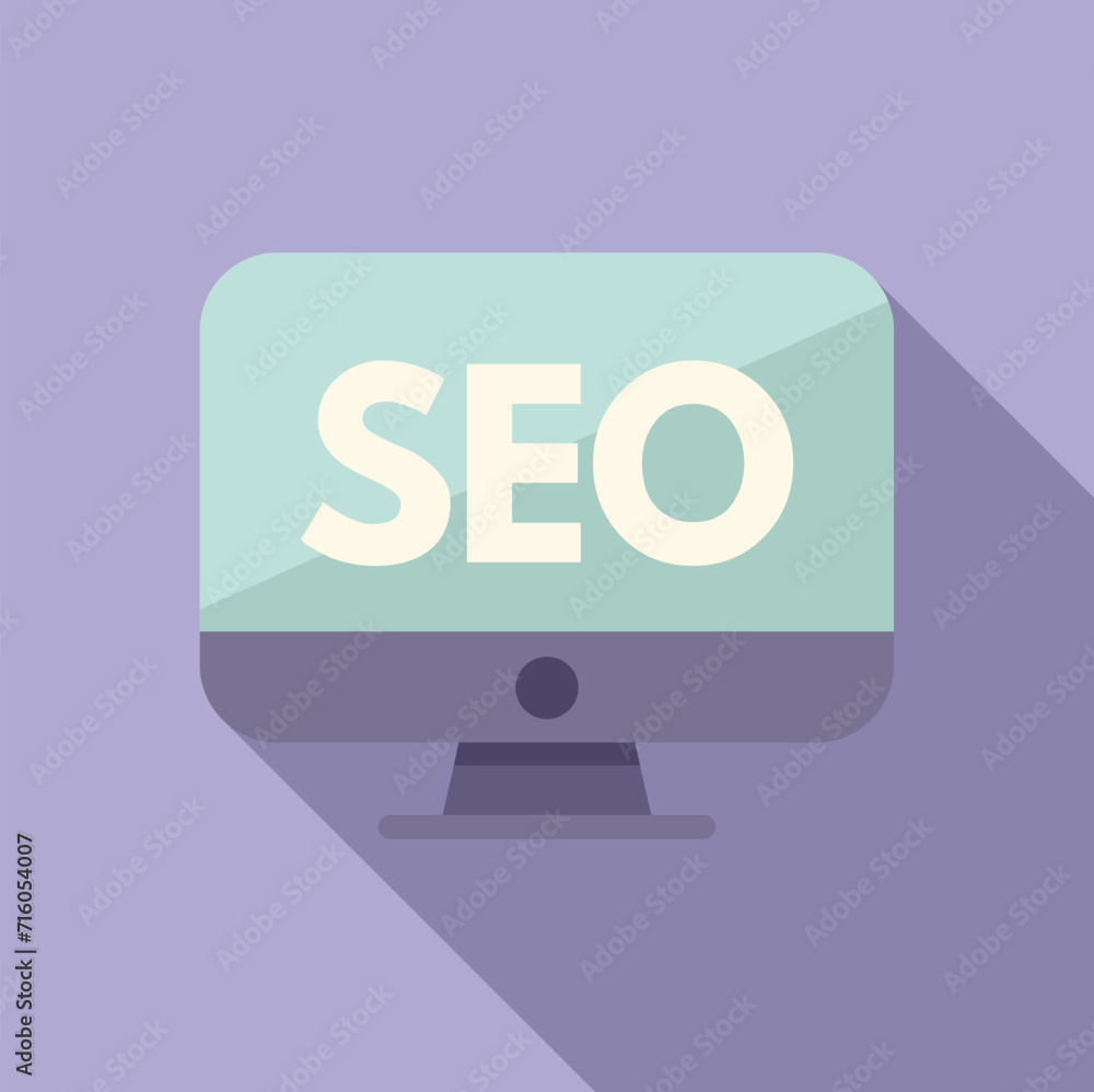Poster Seo computer engine icon flat vector. Global web. Chart platform