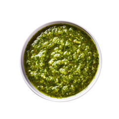A Bowl of Salsa Verde Isolated on a Transparent Background 