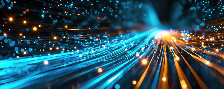 Fiber optic cables data connections background
