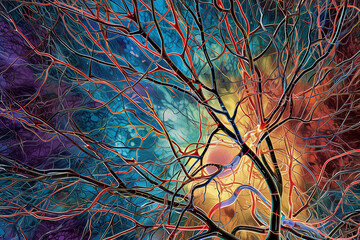 Neuro Art Incredible Brain Clipart - A Stunning Display of Artistic and Neural Complexity, Ideal for Science and Art Fusion Projects, Generated AI