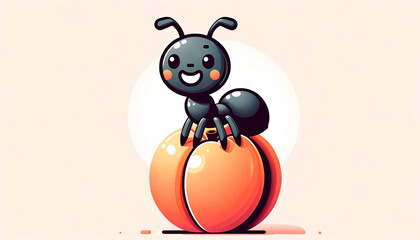 Fototapeta premium ant on a peach illustration 