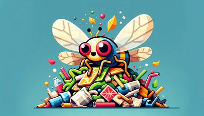 fly on rubbish illustration