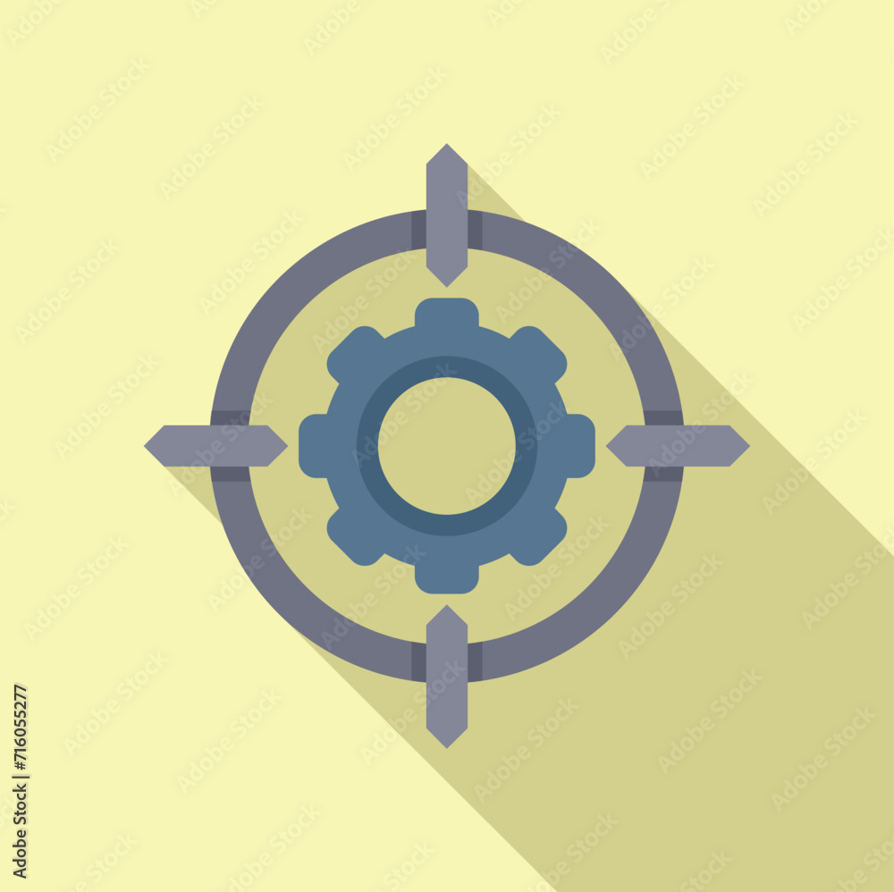 Sticker gear target seo icon flat vector. computer market. data digital