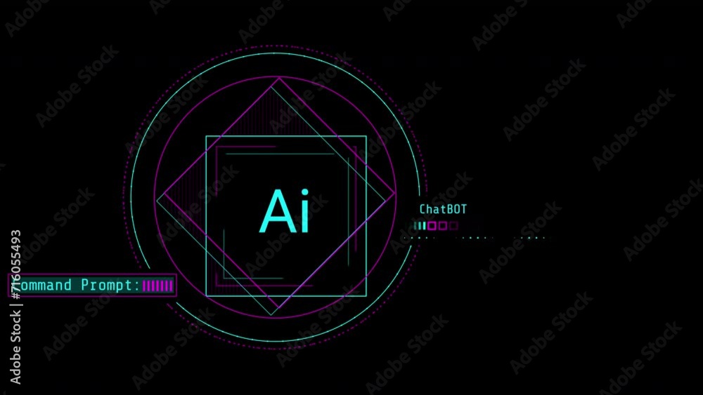 Sticker animation of infographics about ai and conversational chatbot.